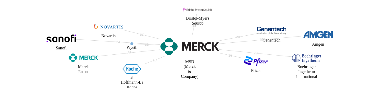 MSD 보유 US 특허가 거절시키는데 사용된 후행 특허 보유 기업 네트워크 데이터 기준일 20240101 그림