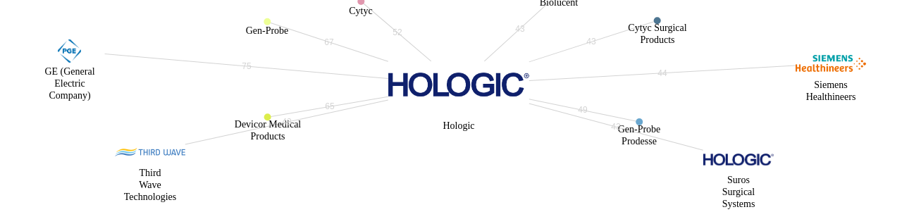 Hologic 보유 US 특허를 거절시키는데 사용된 선행 특허 보유 기업 네트워크 데이터 기준일 20240101 그림