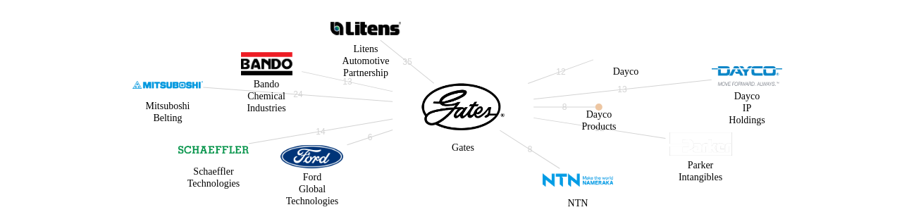 Gates 보유 US 특허를 거절시키는데 사용된 선행 특허 보유 기업 네트워크 데이터 기준일 20240101 그림